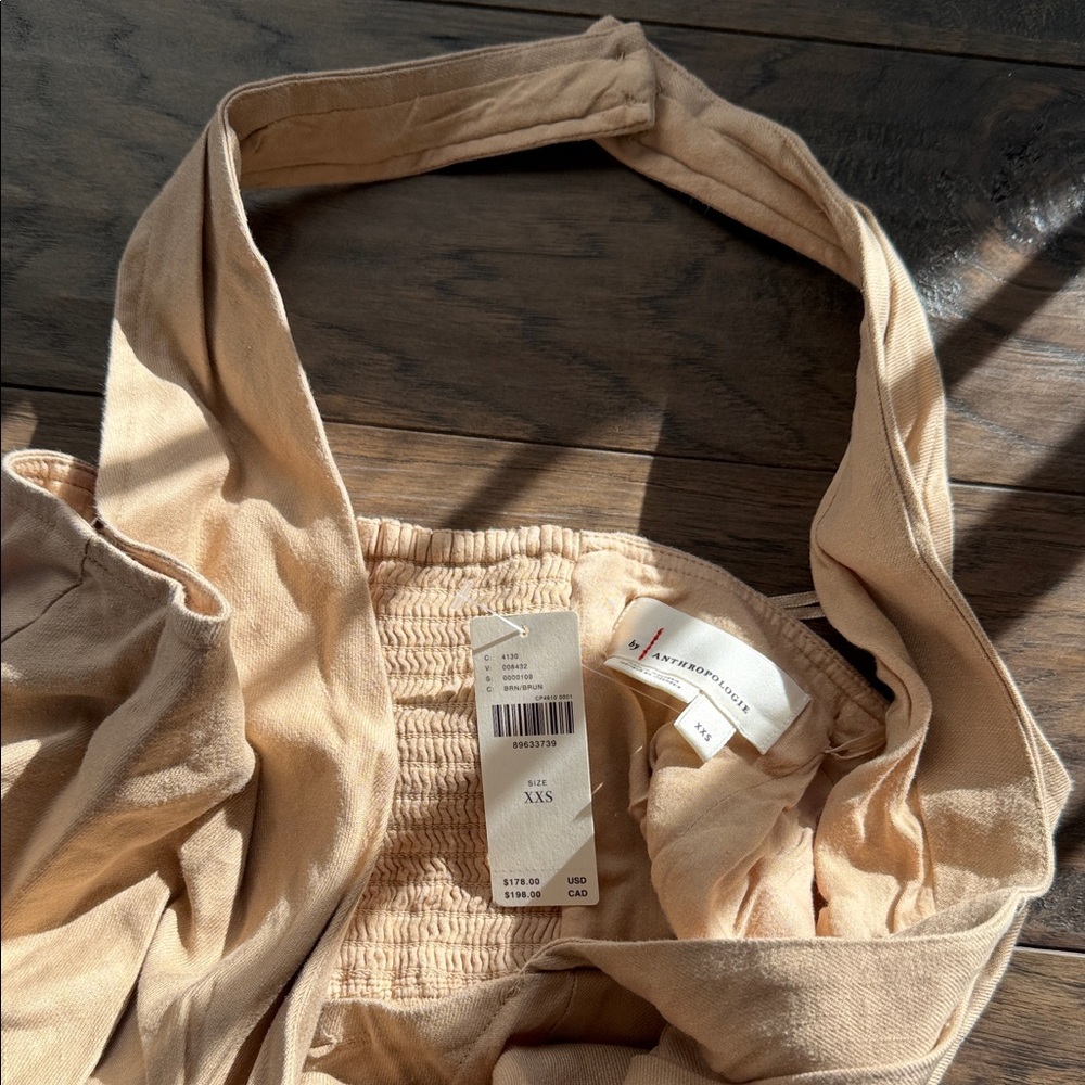 Anthropologie Linen Halter V-neck Column Midi Dress - Picture 4 of 7